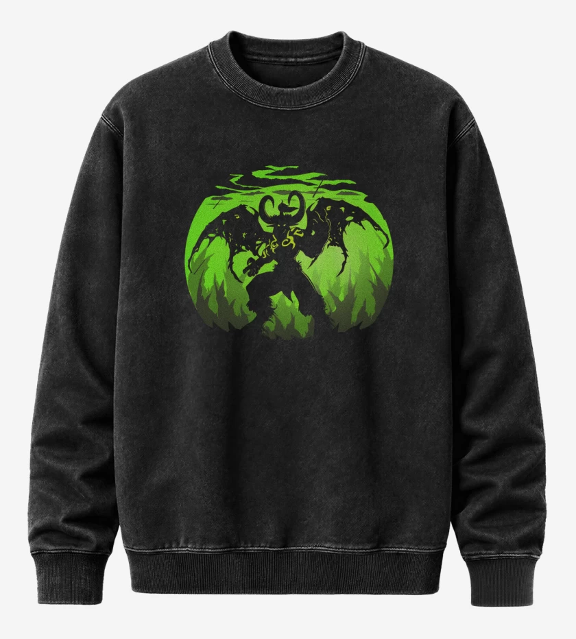Poleron Polo Acid Wash Negro de Illidan demonio