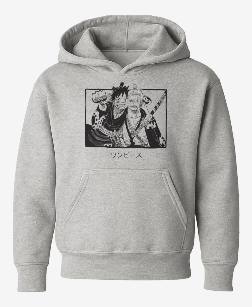 Poleron de niño Gris Melange de Luffy x Zoro