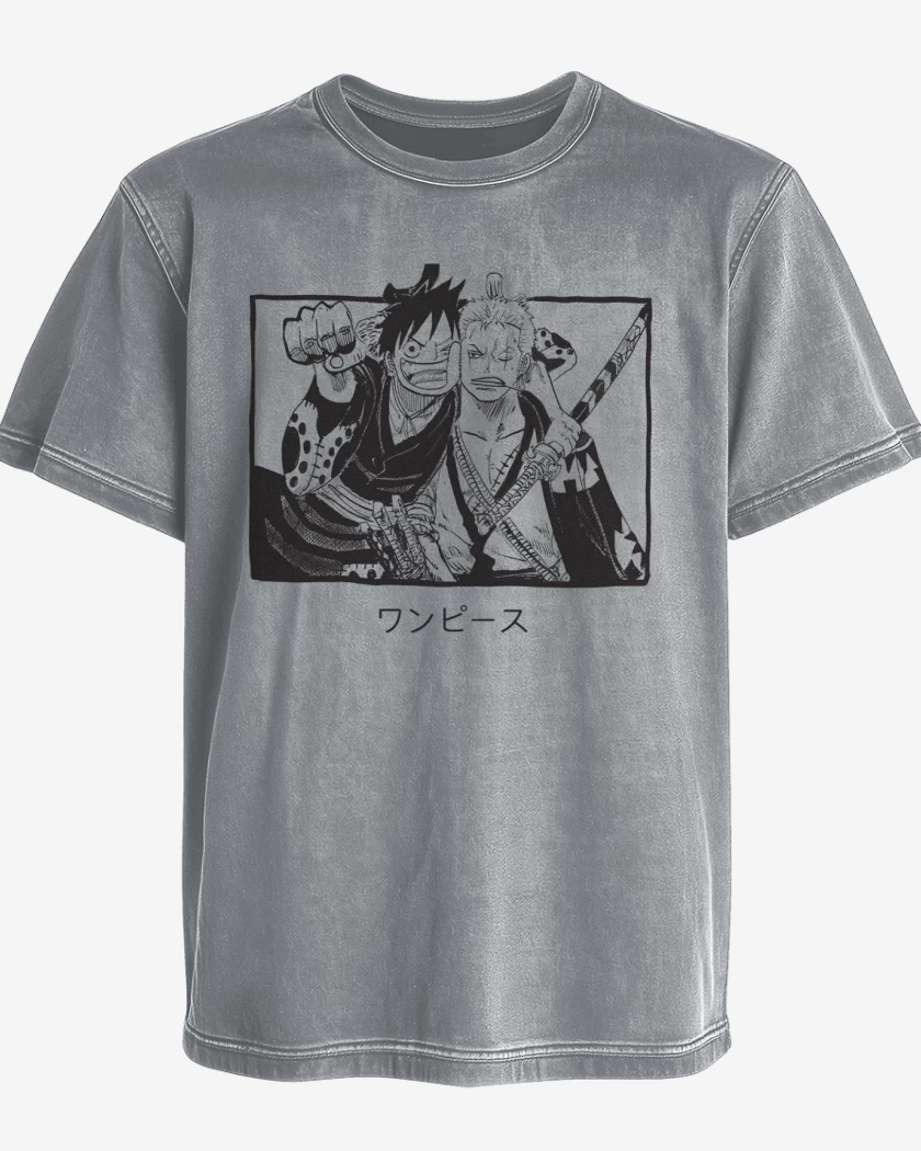 Polera desgastada Luffy x Zoro