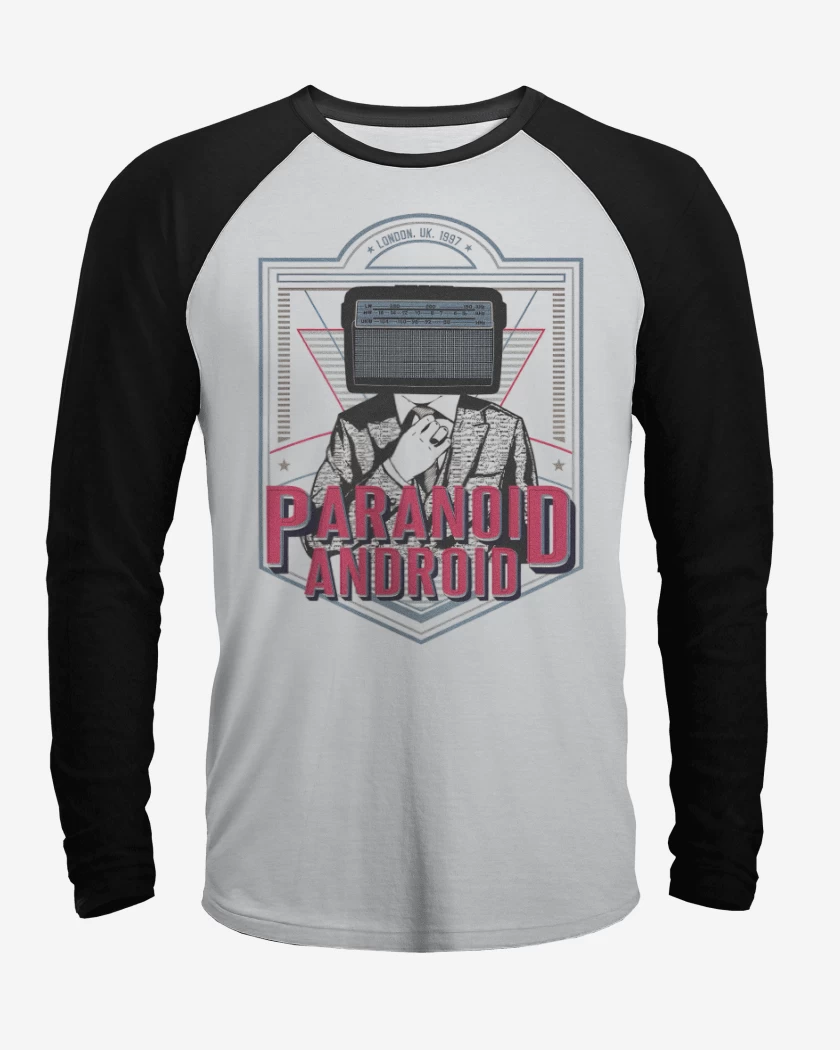 Polera Raglan Blanco / Negro de Paranoid Android