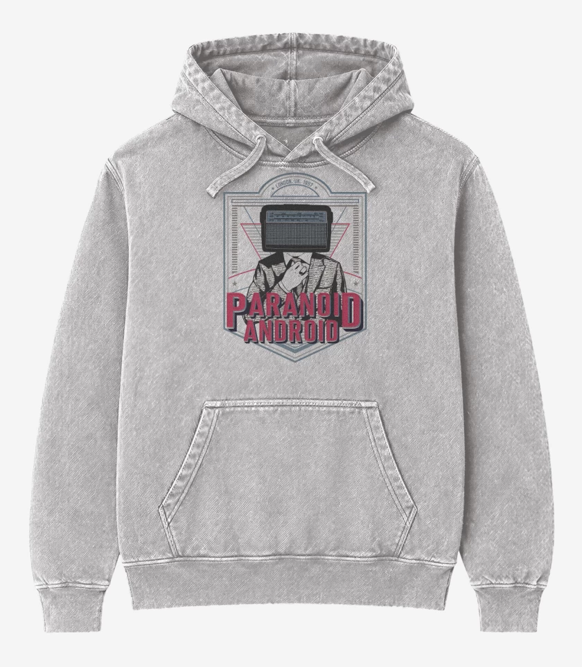 Poleron Canguro Acid Wash Gris Melange de Paranoid Android