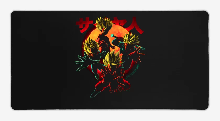 Mouse pad Gamer Negro de Saiyas clasicos