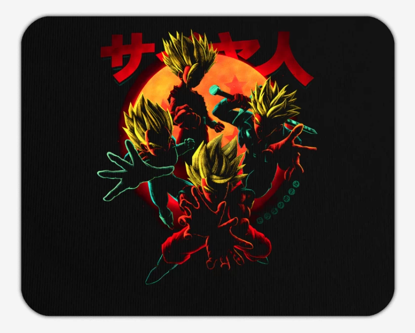 Mousepad Negro de Saiyas clasicos