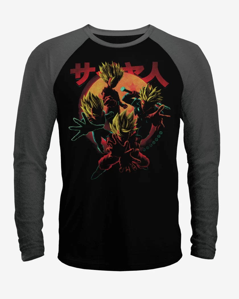 Polera Raglan Negro / Negro Heather de Saiyas clasicos