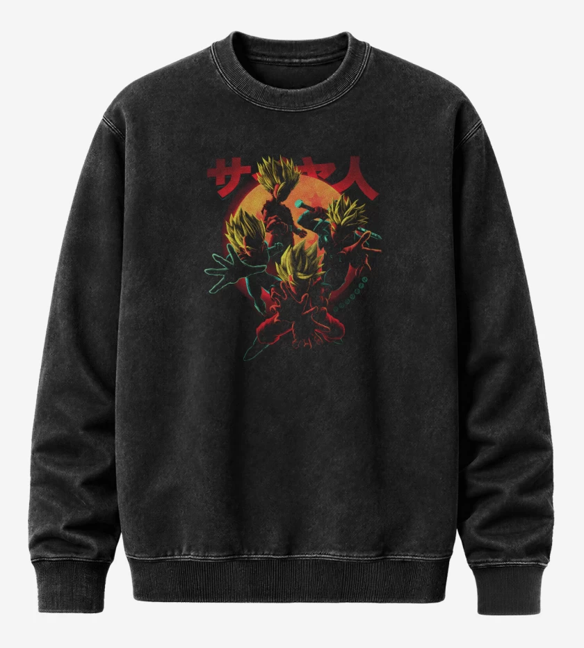 Poleron Polo Acid Wash Negro de Saiyas clasicos