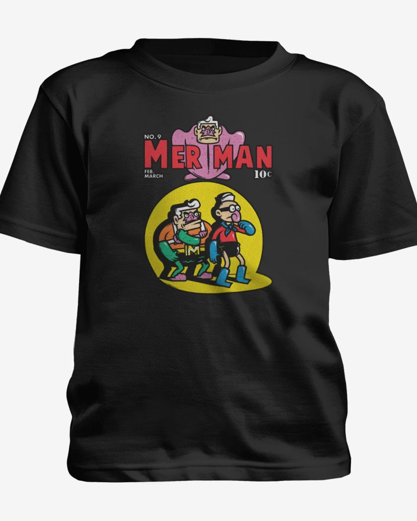 Polera de niño Negro de Sirenoman y Chico Percebe