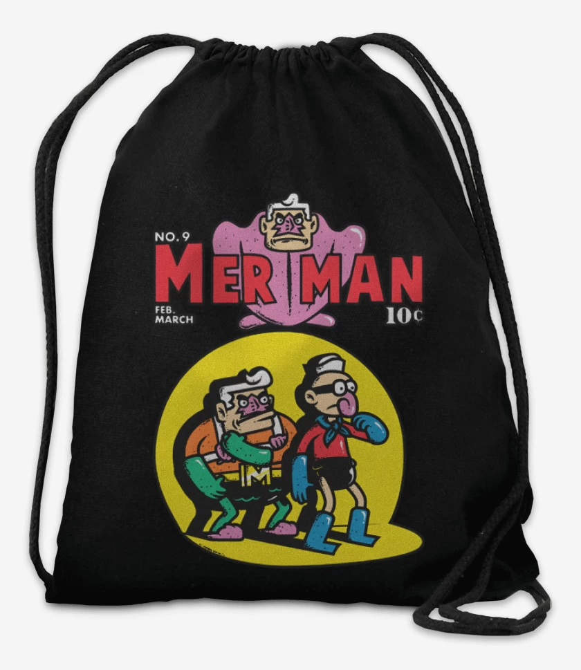 Mochila Negro de Sirenoman y Chico Percebe