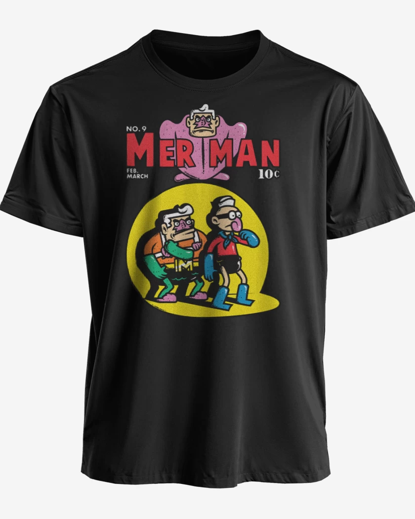 Polera premium Negro de Sirenoman y Chico Percebe