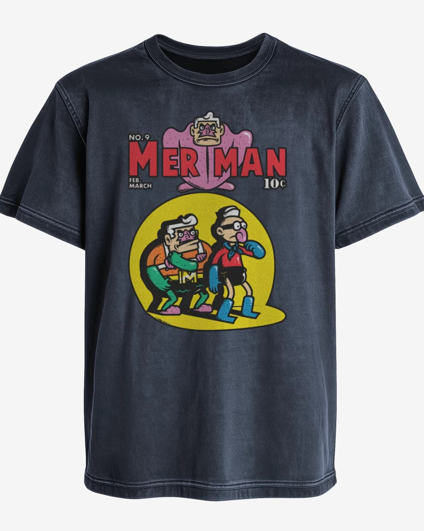 Polera desgastada Sirenoman y Chico Percebe