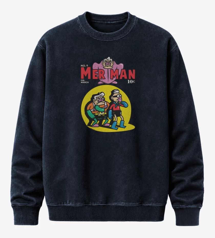 Poleron Polo Acid Wash Azul Marino de Sirenoman y Chico Percebe
