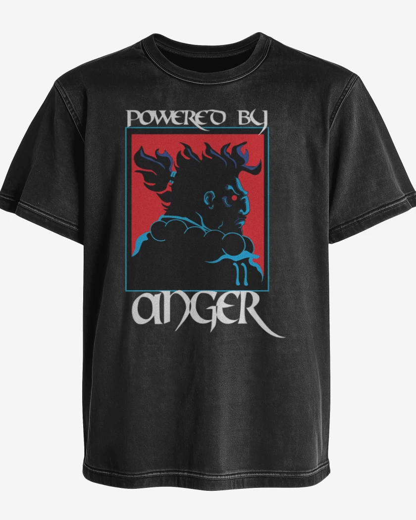 Polera desgastada Powered by anger