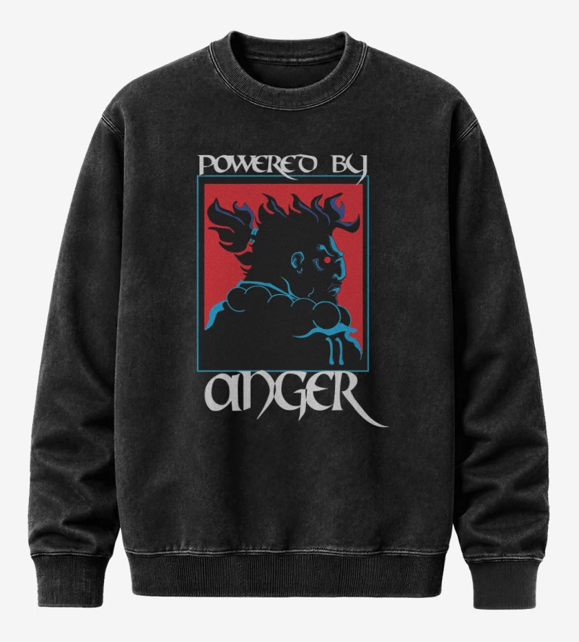 Poleron Polo Acid Wash Negro de Powered by anger