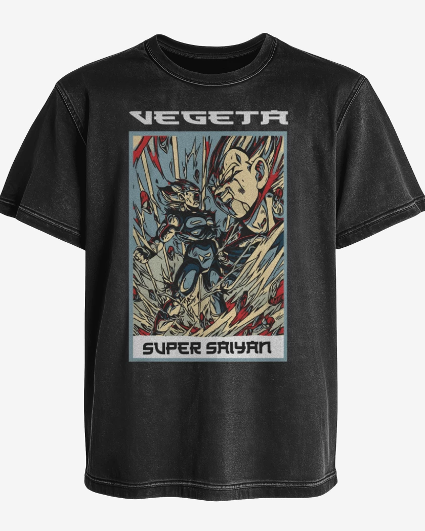 Polera desgastada Negro de Vegeta Super Saiyan