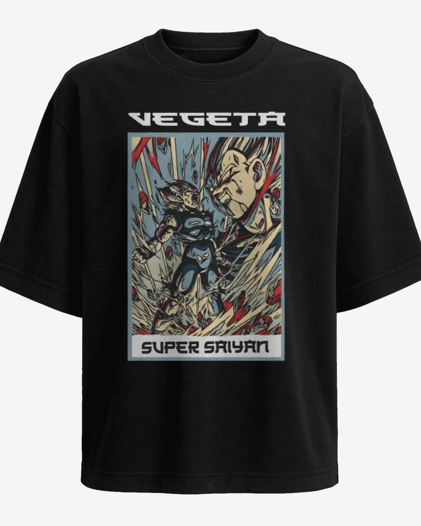 Polera Oversize Negro de Vegeta Super Saiyan