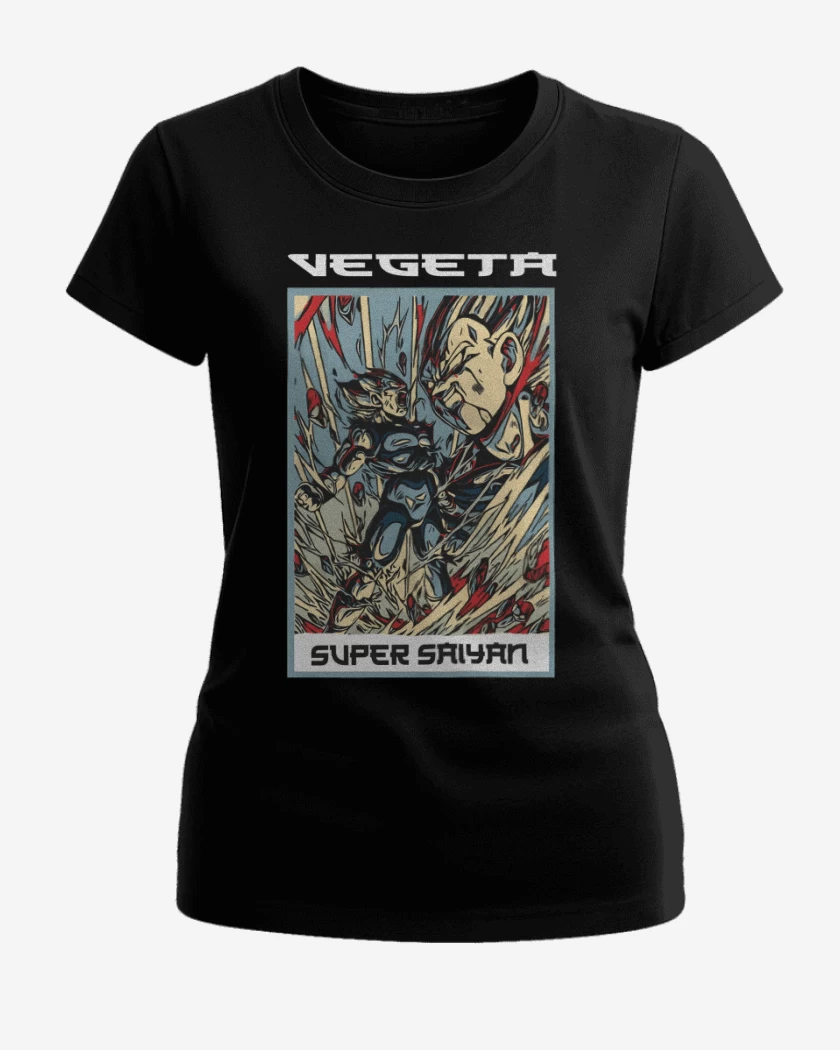 Polera de Mujer Negro de Vegeta Super Saiyan