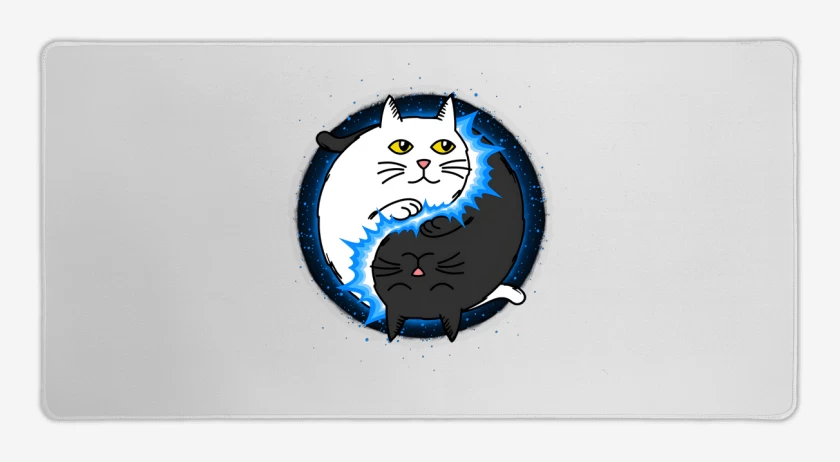Mouse pad Gamer Blanco de Yin Yang cat