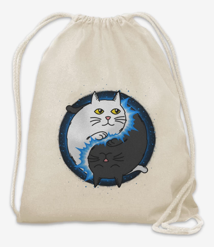 Mochila Blanco de Yin Yang cat