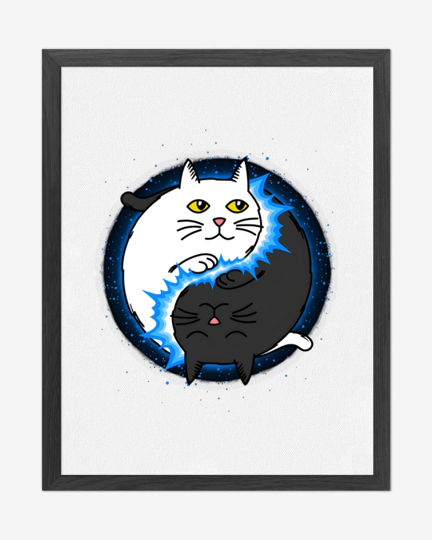Cuadro decorativo Blanco de Yin Yang cat