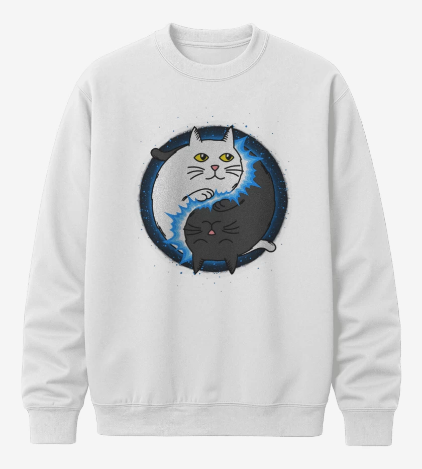 Poleron polo Blanco de Yin Yang cat