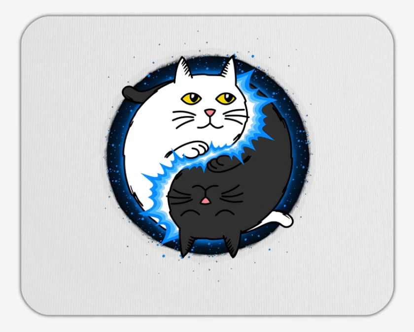 Mousepad Blanco de Yin Yang cat