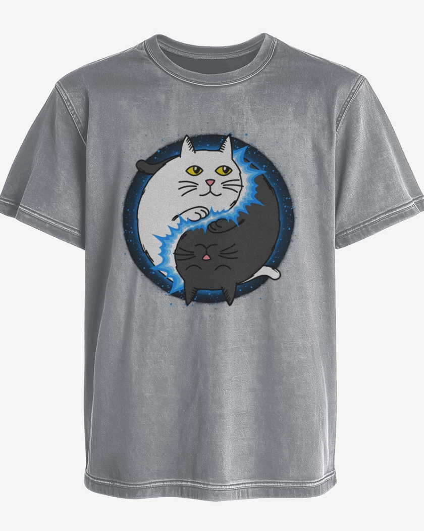 Polera desgastada Gris Melange de Yin Yang cat