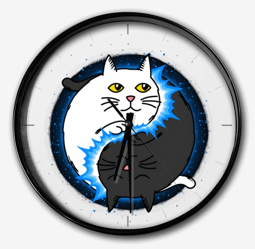 Reloj Blanco de Yin Yang cat