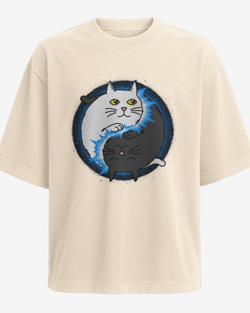 Polera Oversize Beige de Yin Yang cat