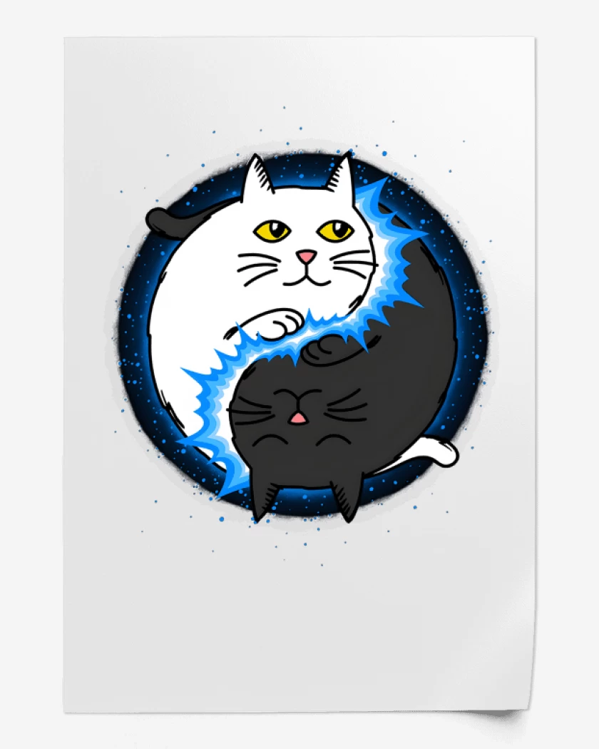 Print Blanco de Yin Yang cat