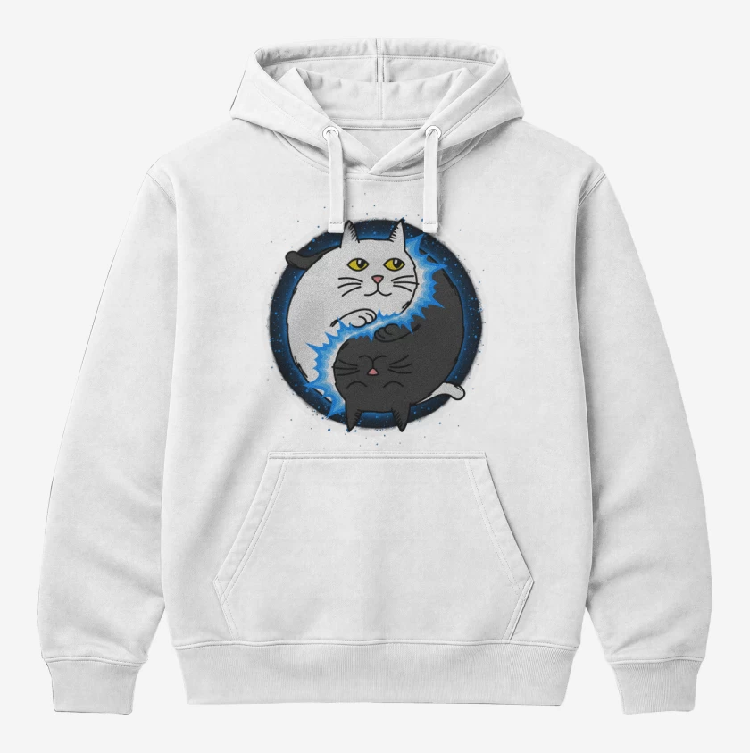 Polerón Canguro Blanco de Yin Yang cat