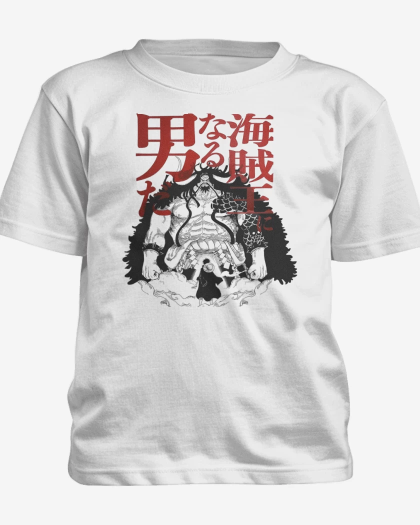 Polera de niño Blanco de Kaido vs Luffy