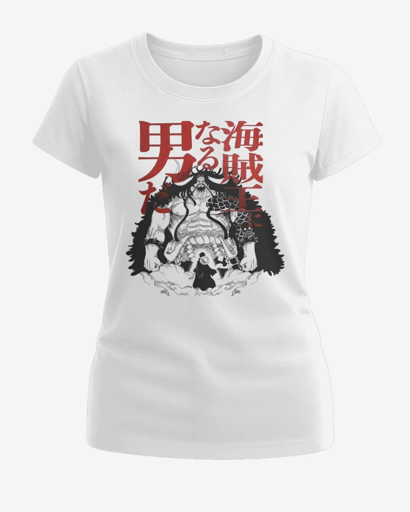 Polera de Mujer Blanco de Kaido vs Luffy