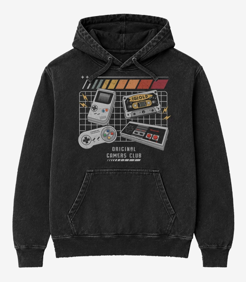 Poleron Canguro Acid Wash Negro de Original Gamers Club