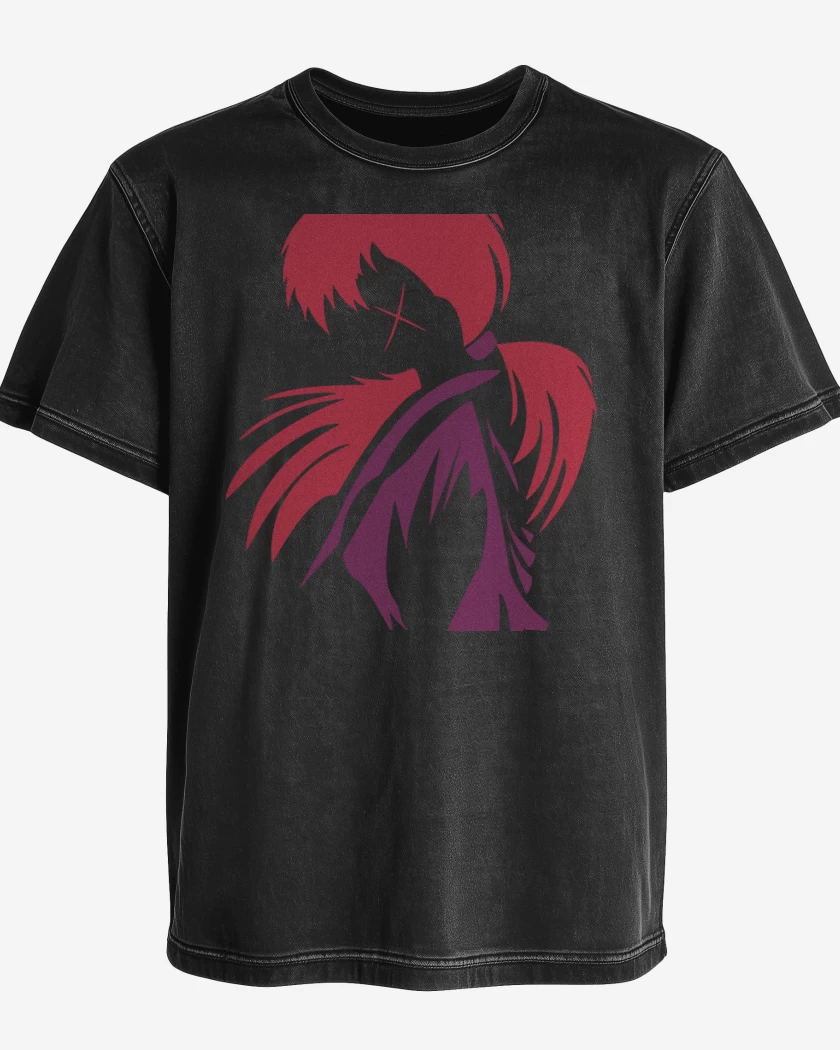 Polera desgastada Negro de Samurai X