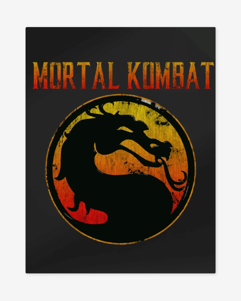 Print metalico Negro de Mortal Kombat logo