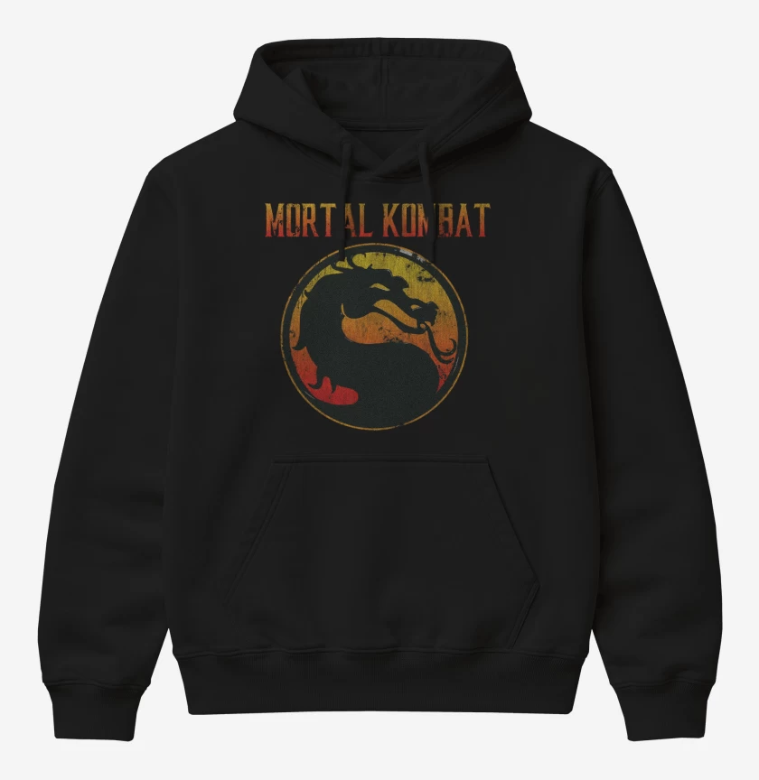 Poleron Canguro básico Negro de Mortal Kombat logo