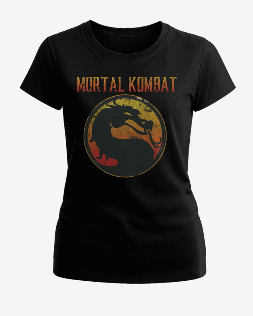 Polera de Mujer Negro de Mortal Kombat logo