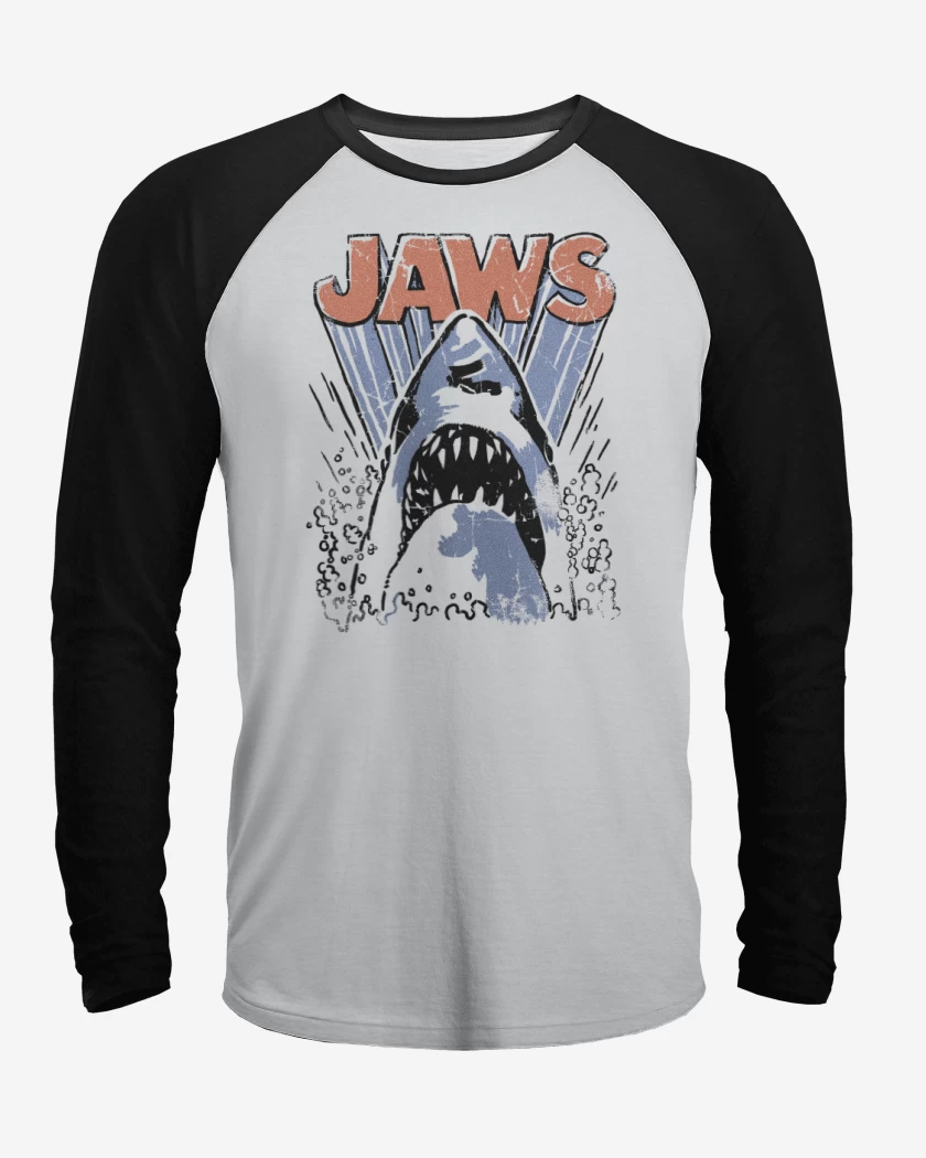 Polera Raglan Blanco / Negro de Jaws