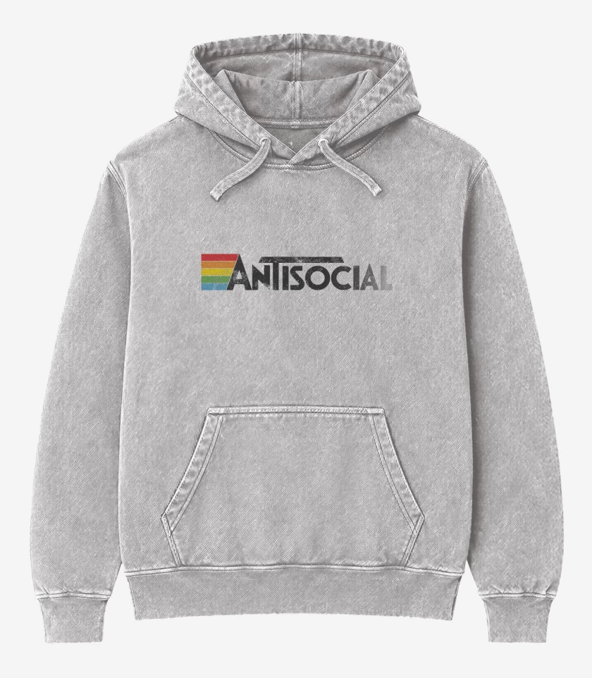 Poleron Canguro Acid Wash Gris Melange de Antisocial