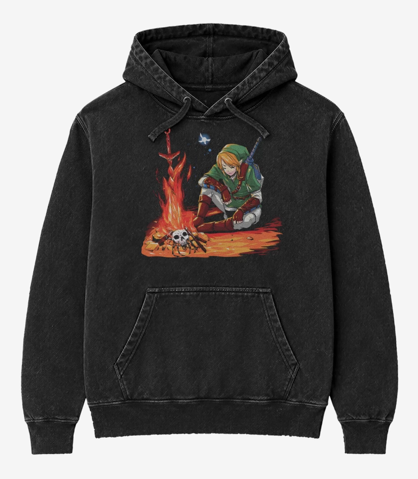 Poleron Canguro Acid Wash Negro de Link Fogata