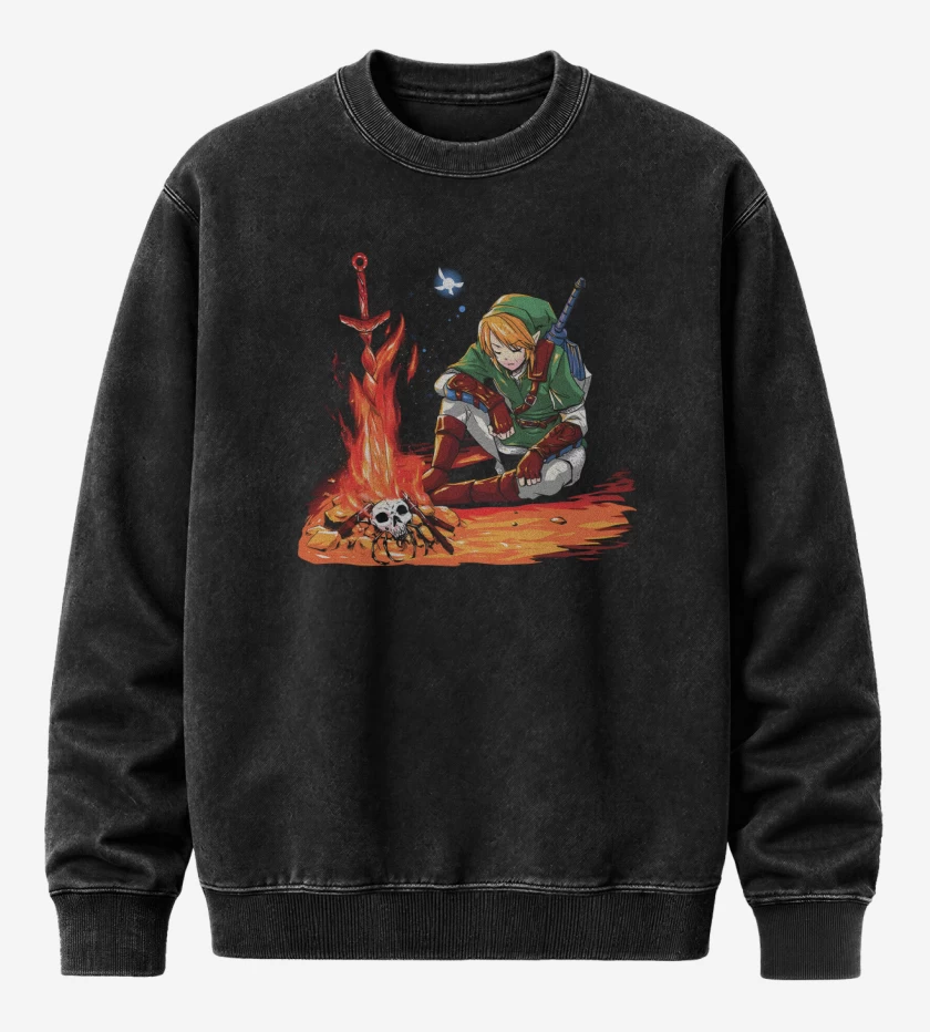 Poleron Polo Acid Wash Negro de Link Fogata