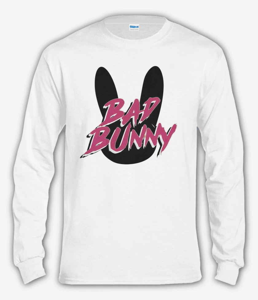 Polera manga larga Blanco de Bad Bunny