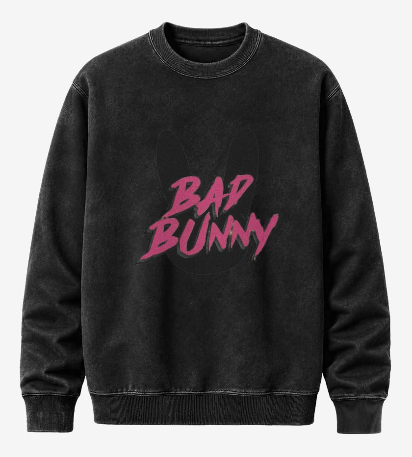 Poleron Polo Acid Wash Negro de Bad Bunny