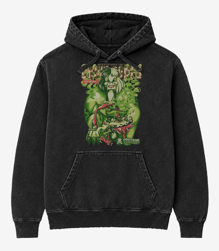 Poleron Canguro Acid Wash Negro de Cruel Bones