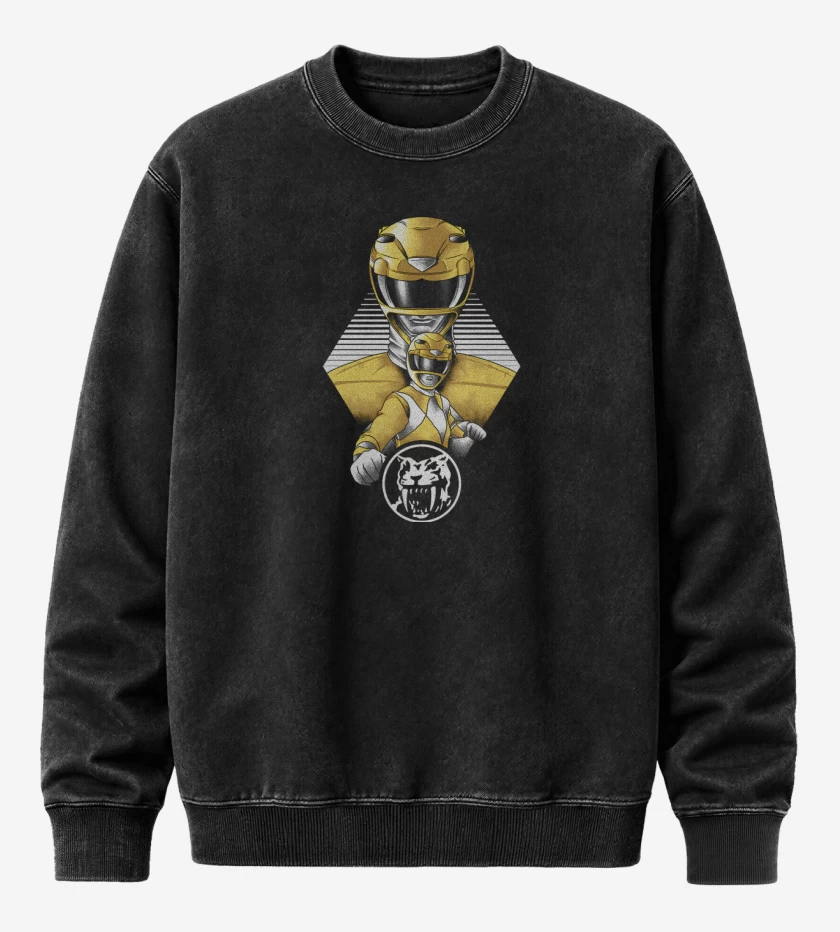 Poleron Polo Acid Wash Negro de Yellow Ranger