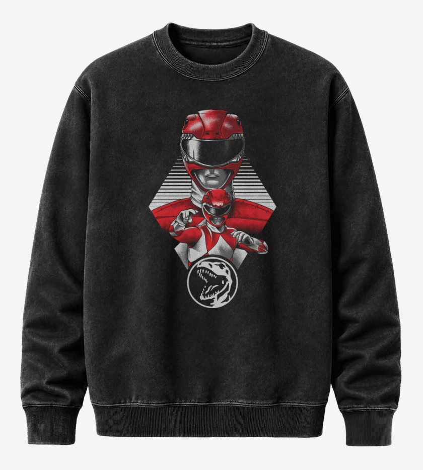 Poleron Polo Acid Wash Negro de Red Ranger
