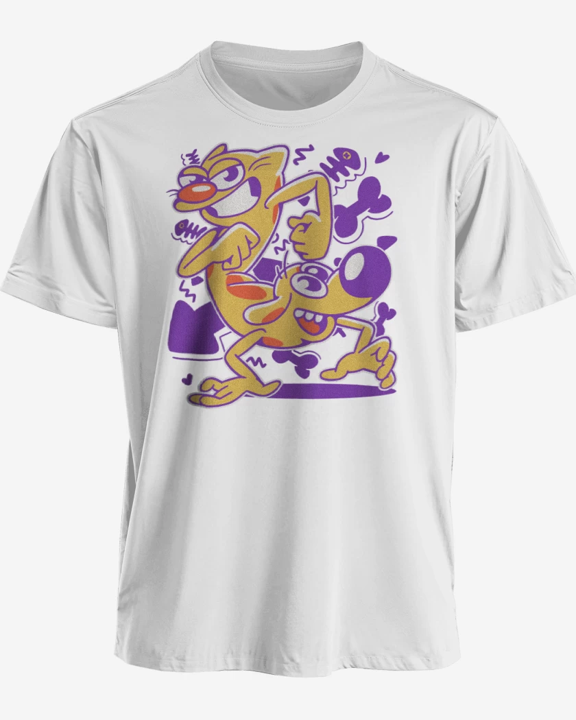 Polera premium Blanco de Cat Dog 