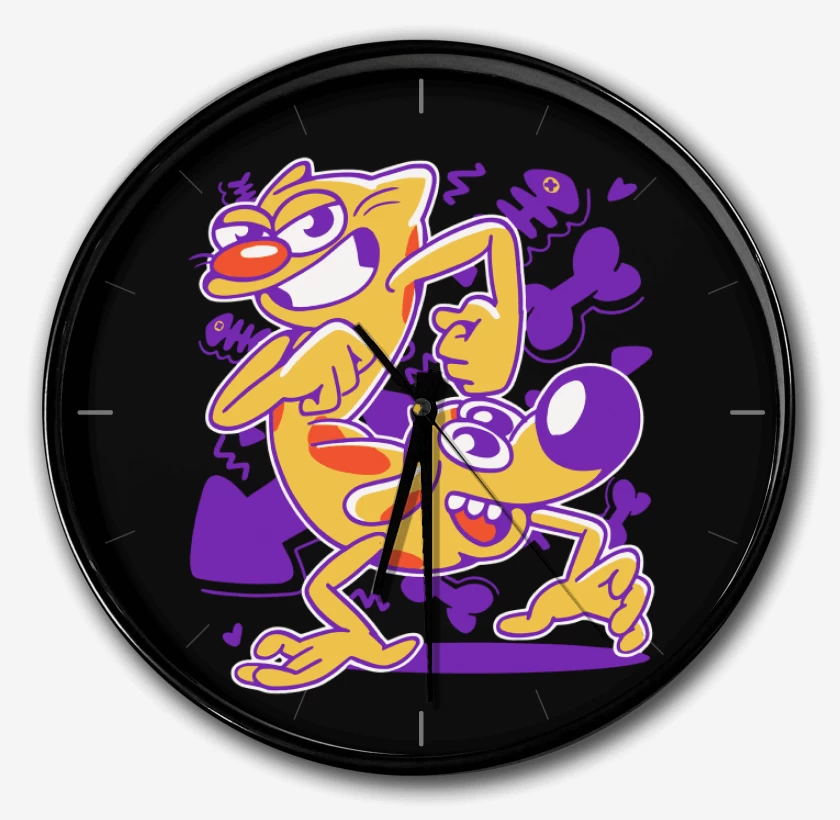 Reloj Negro de Cat Dog 