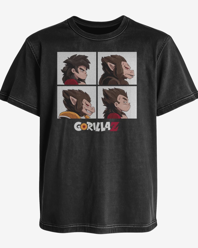 Polera desgastada Negro de GorilaZ