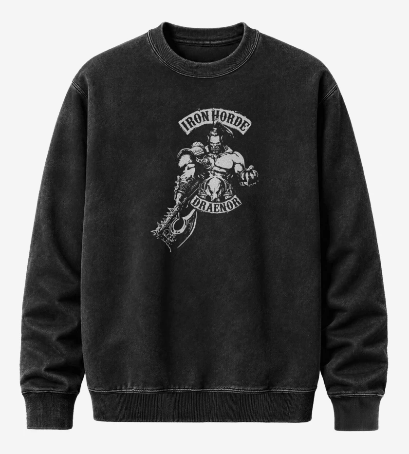 Poleron Polo Acid Wash Negro de Horda de hierro