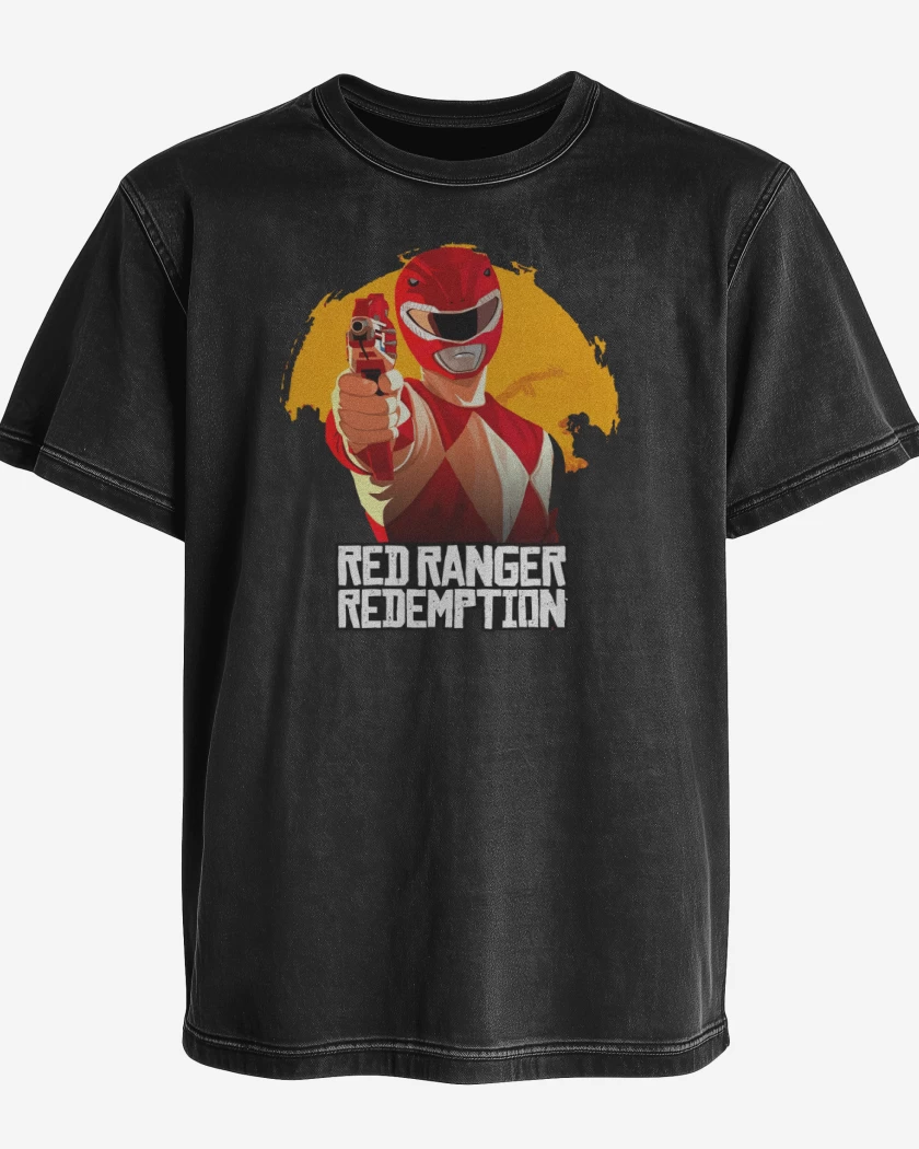 Polera desgastada Negro de Red ranger redemption
